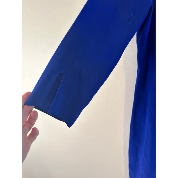 Amanda Uprichard 100% Silk V-Neck Long Sleeve Royal Blue Mini Shift Dress Size 2 - Picture 4 of 6